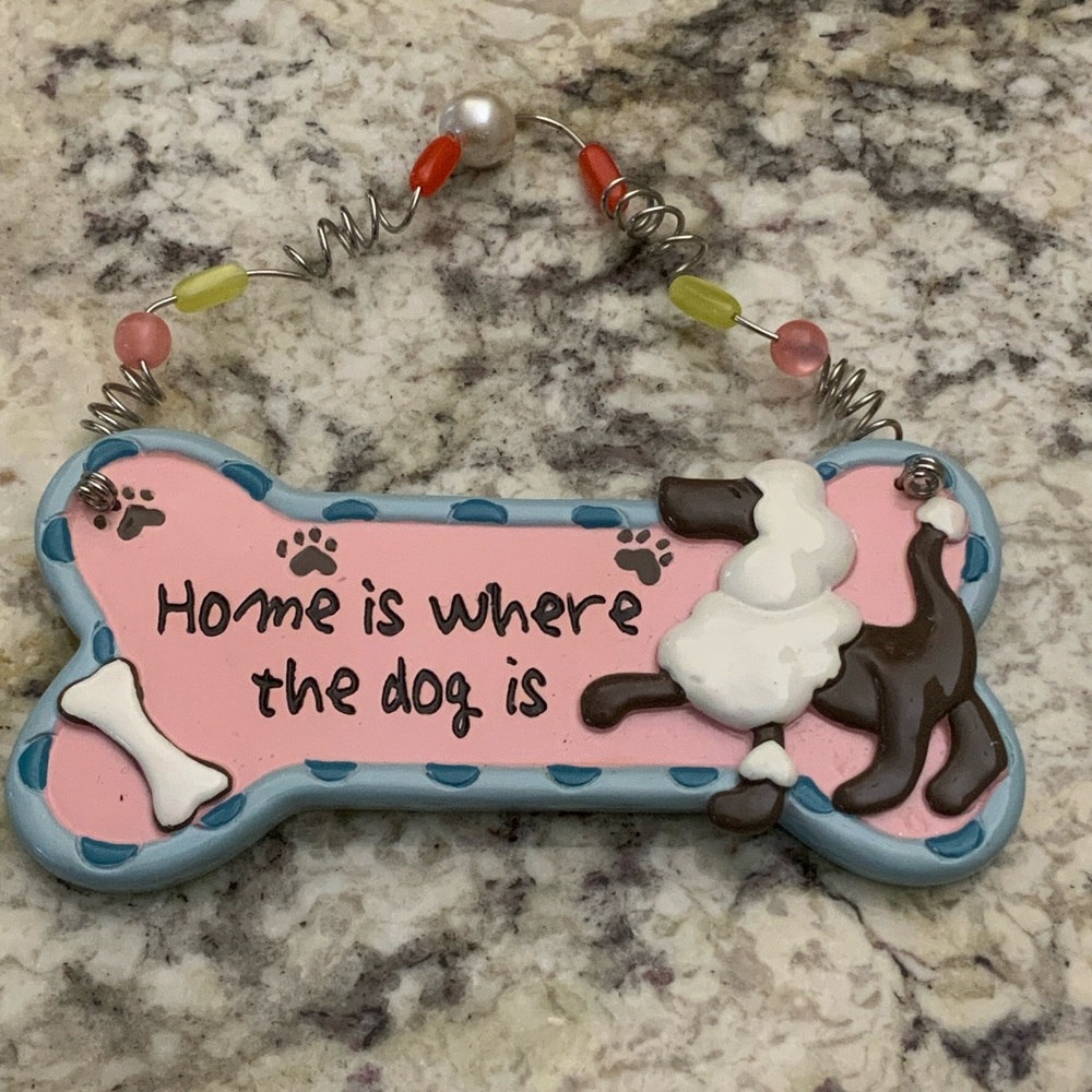 Dog Bone Shaped Wall Decor with Poodle Design